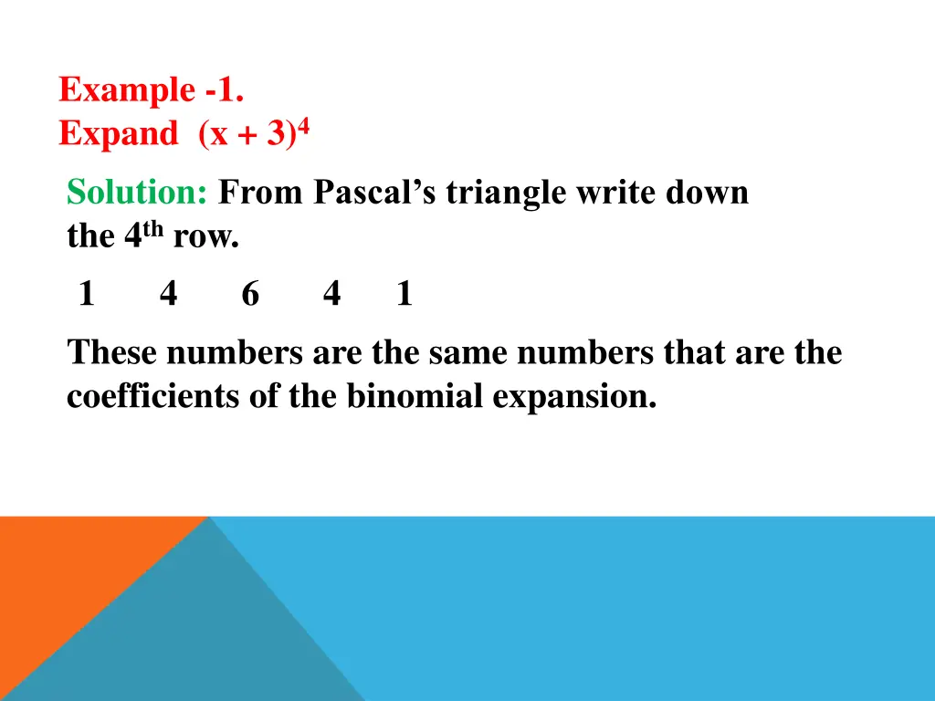 example 1 expand x 3 4 solution from pascal