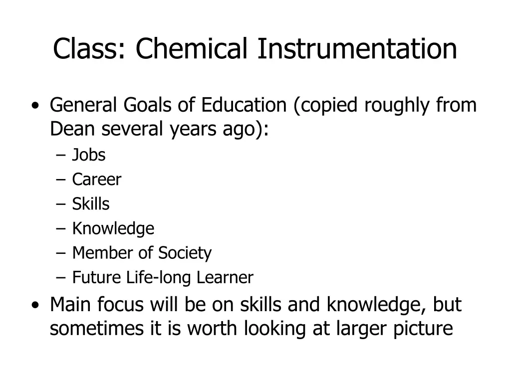 class chemical instrumentation