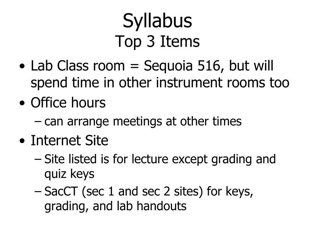syllabus top 3 items