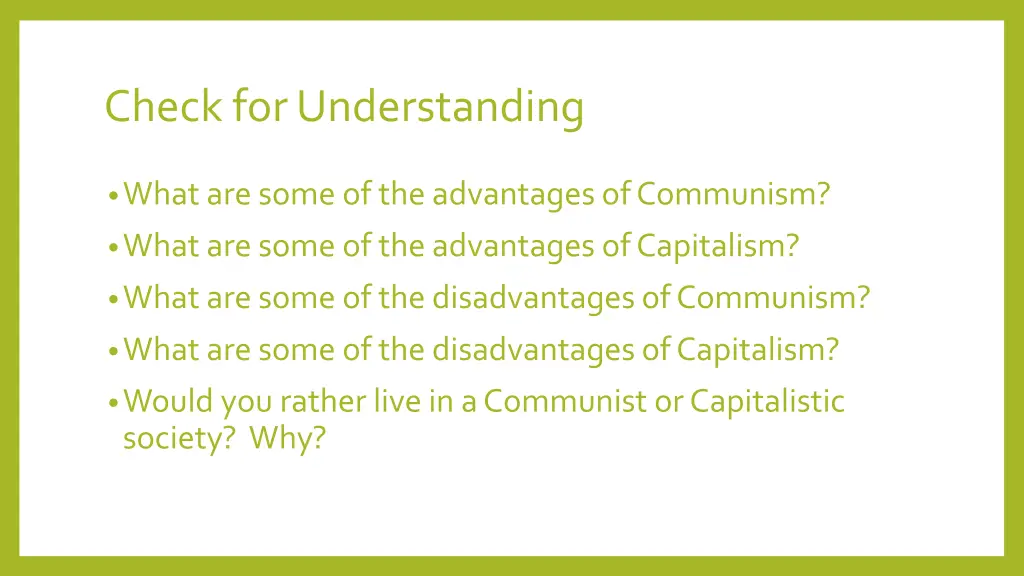 check for understanding 2