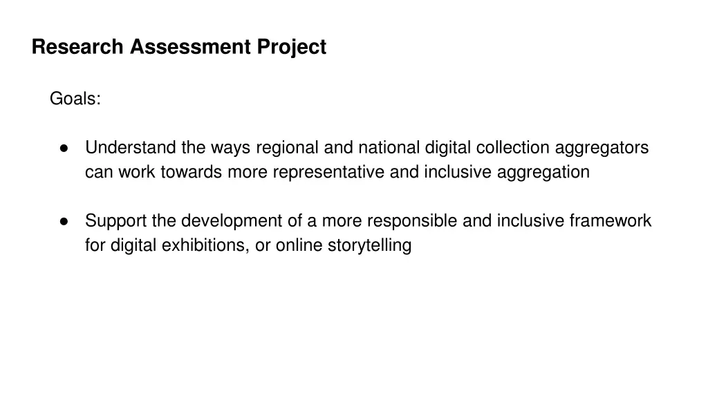 research assessment project