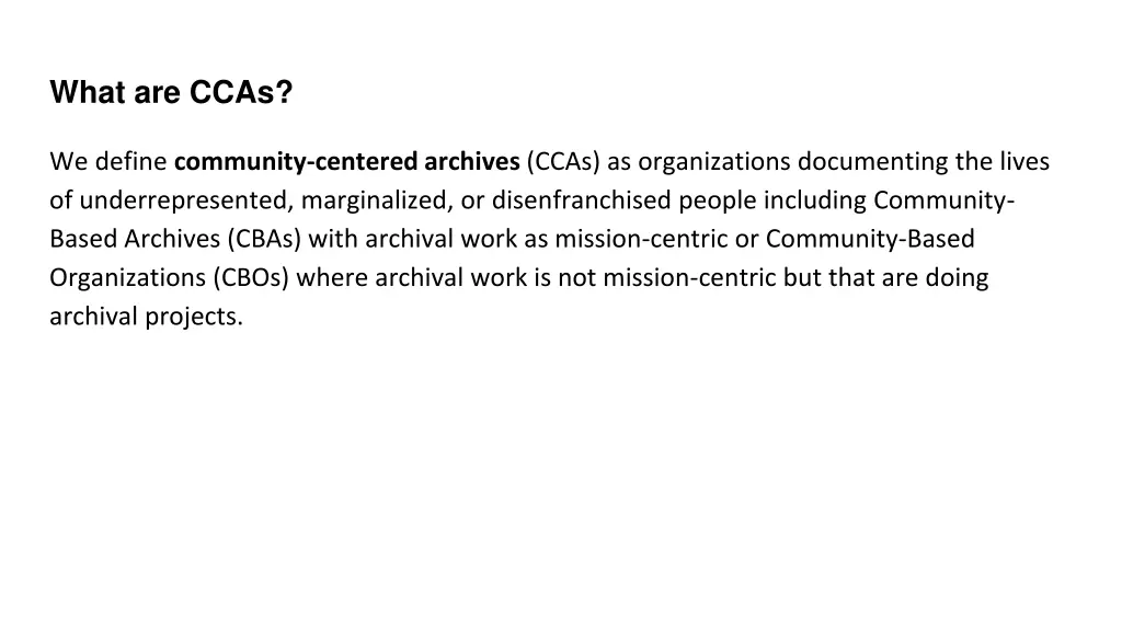 what are ccas