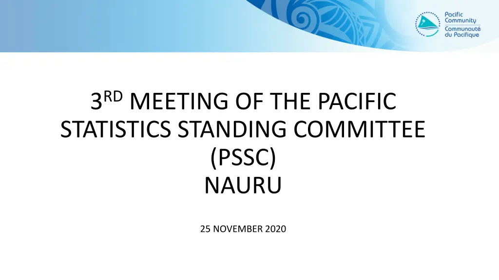 3 rd meeting of the pacific statistics standing
