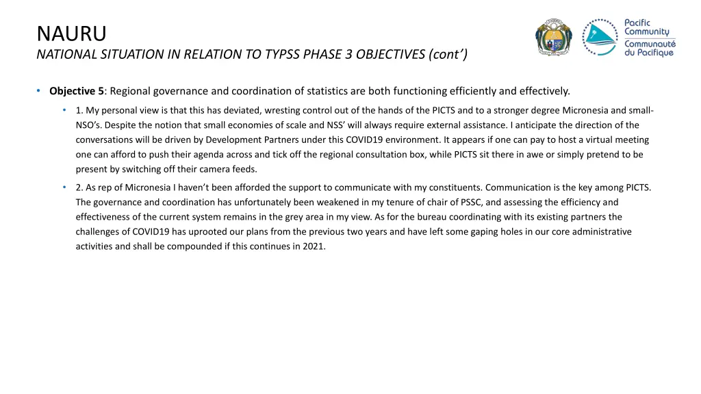 nauru national situation in relation to typss 3