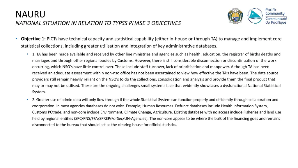 nauru national situation in relation to typss