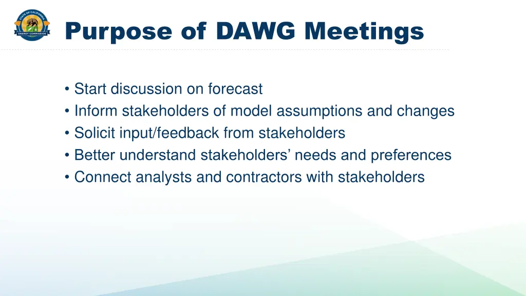 purpose of dawg meetings
