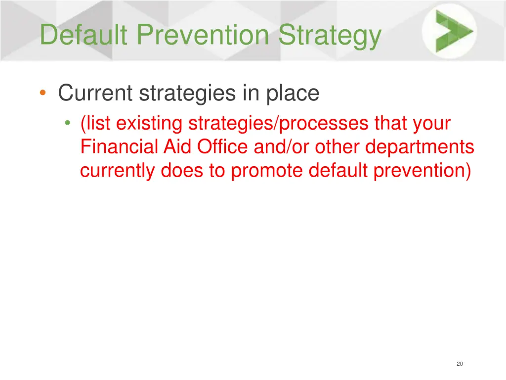 default prevention strategy 1