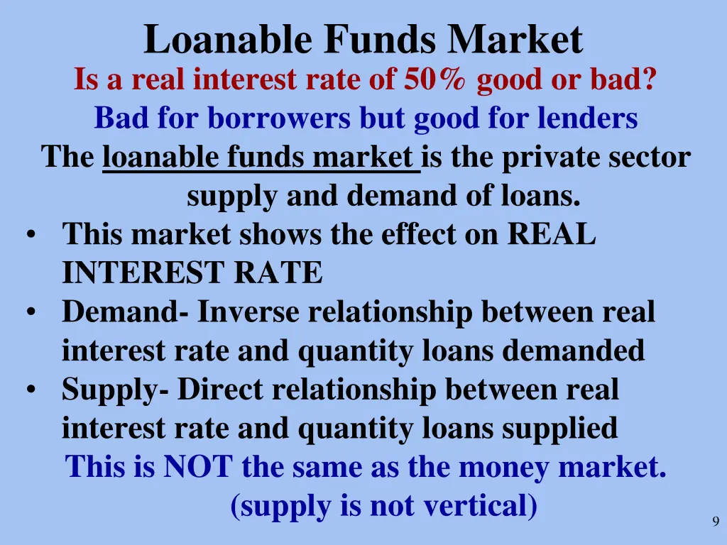 loanable funds market is a real interest rate