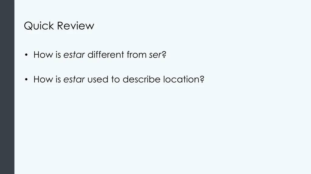 quick review
