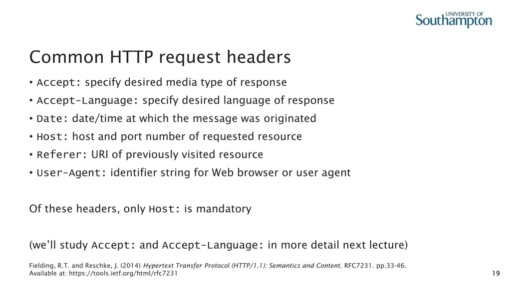 common http request headers