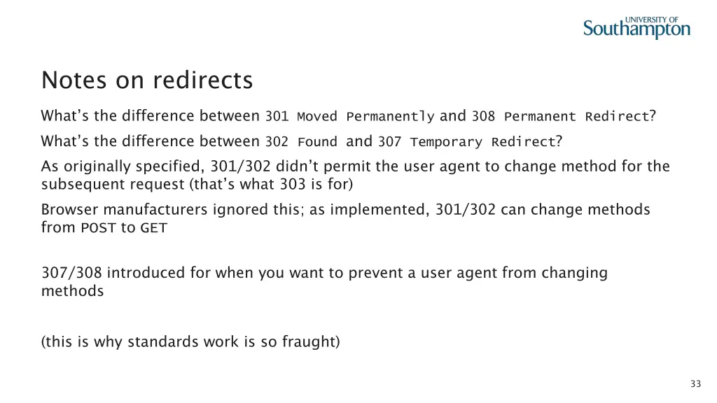 notes on redirects