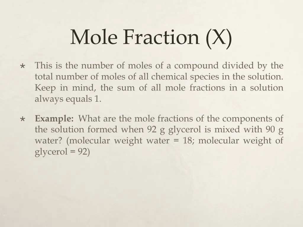 mole fraction x