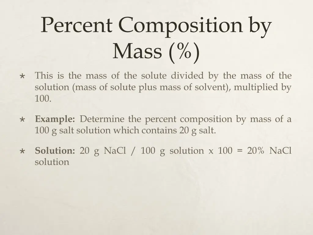 percent composition by mass