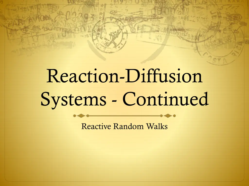 reaction diffusion systems continued