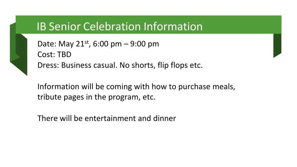 ib senior celebration information