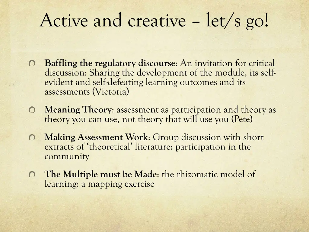 active and creative let s go