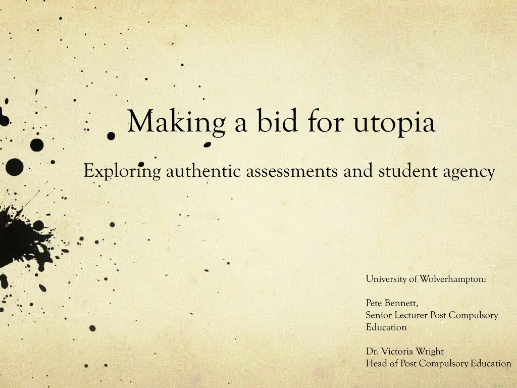 making a bid for utopia
