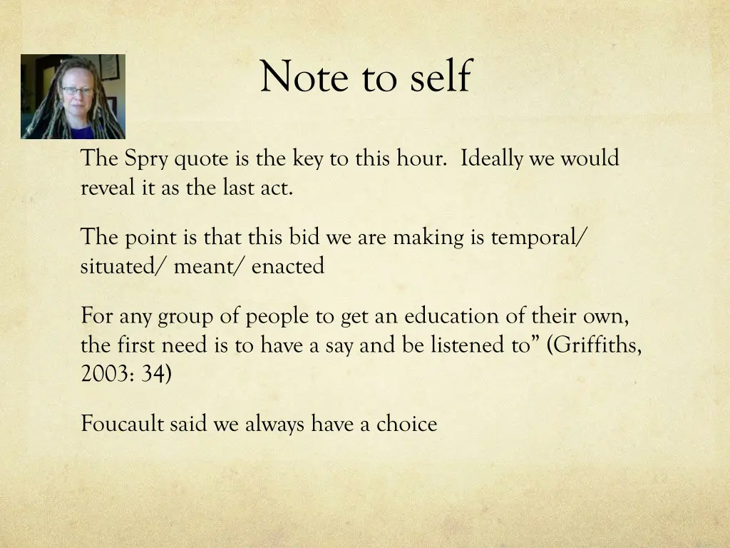 note to self
