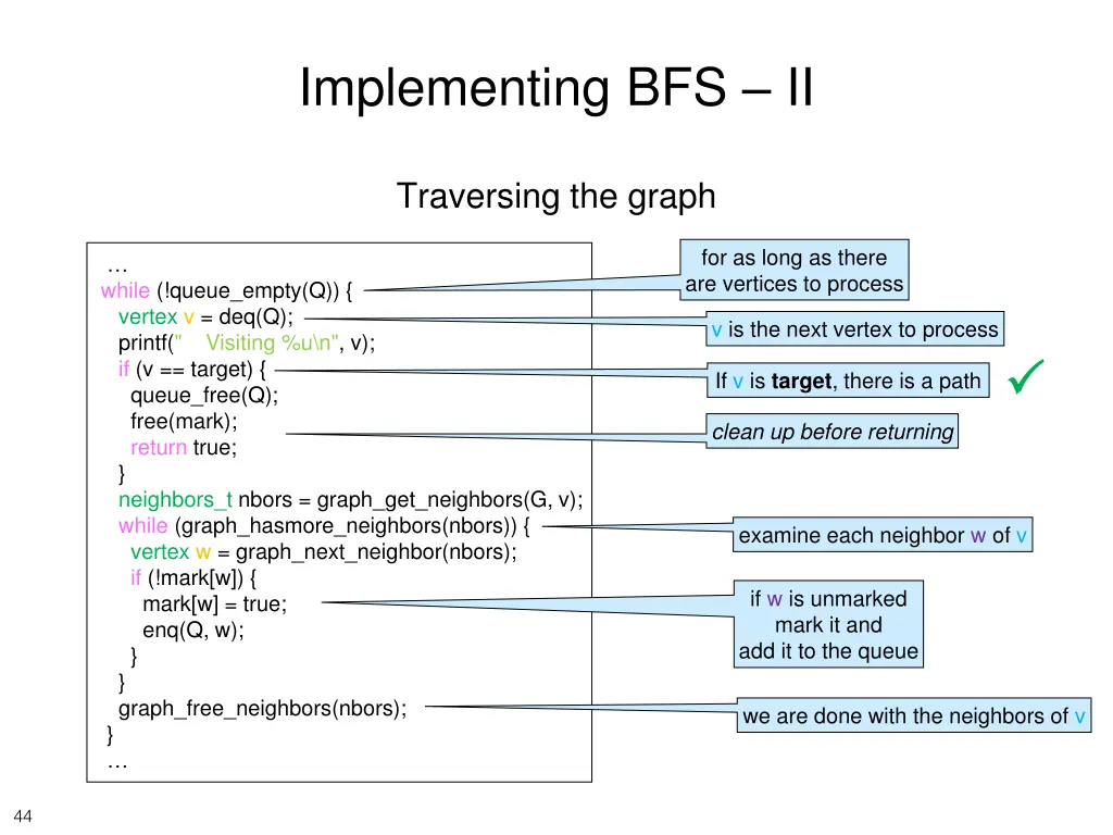 implementing bfs ii