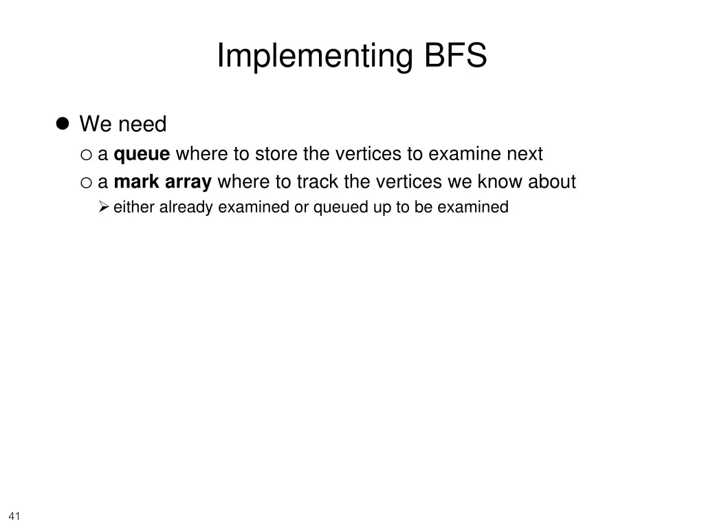 implementing bfs