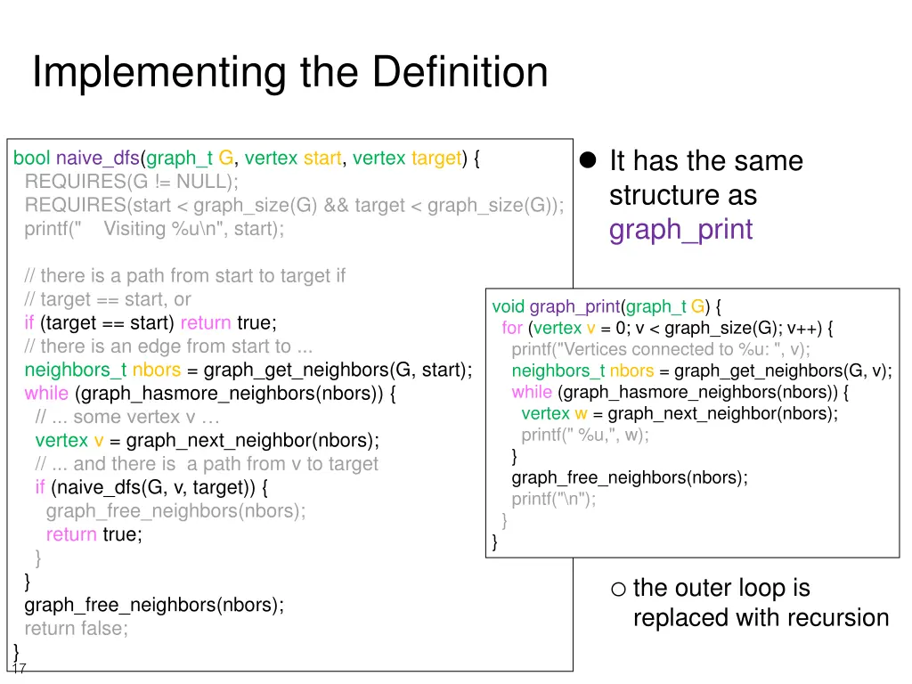 implementing the definition 1
