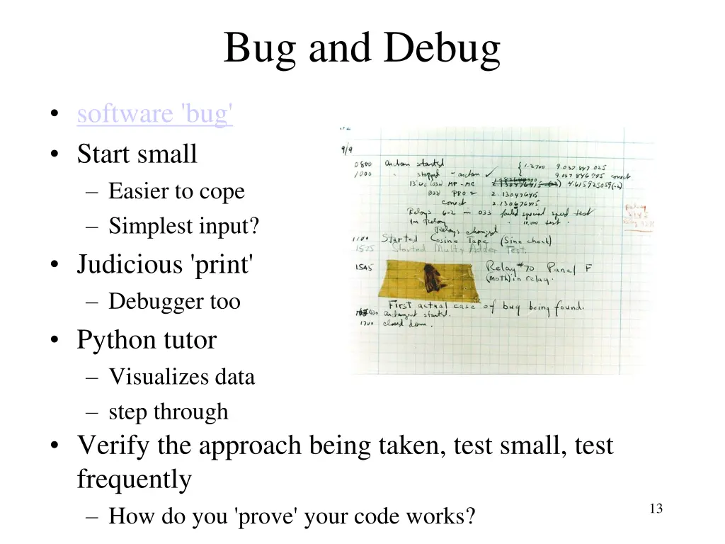 bug and debug