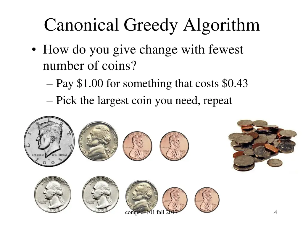 canonical greedy algorithm how do you give change