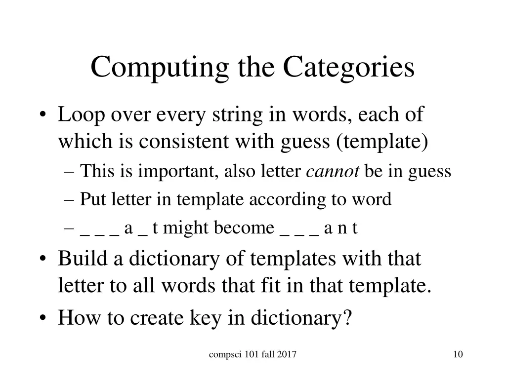 computing the categories