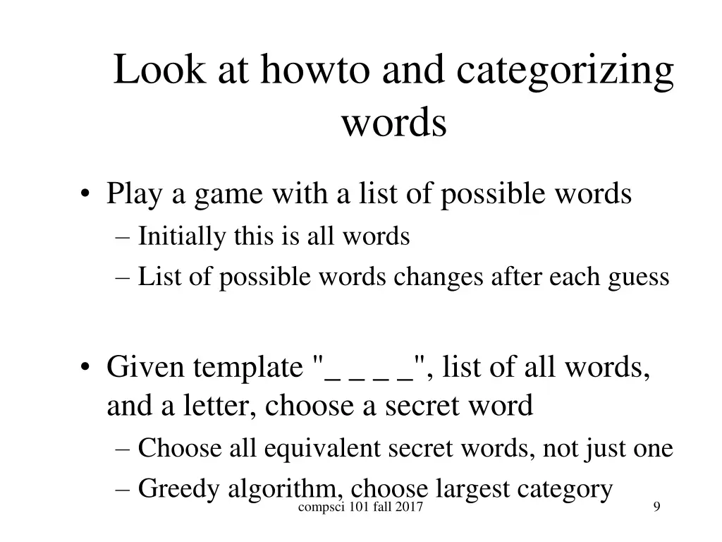 look at howto and categorizing words