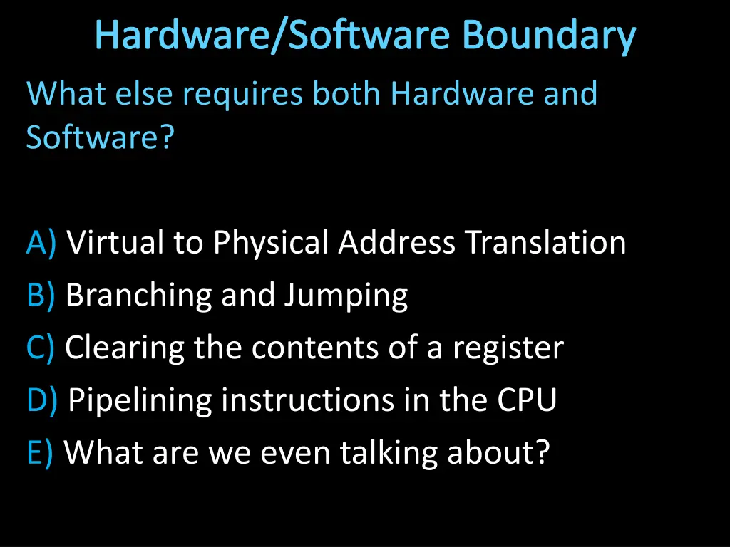 hardware software boundary what else requires
