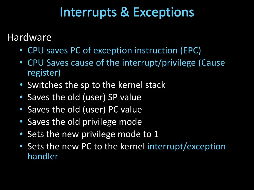 interrupts exceptions