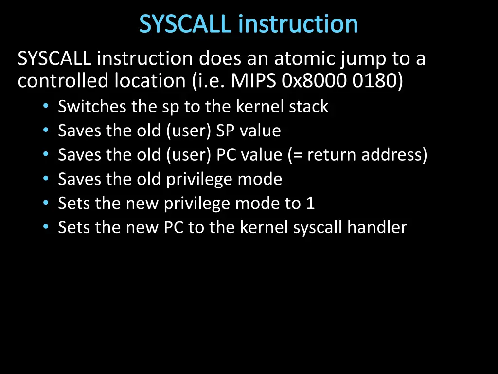 syscall instruction