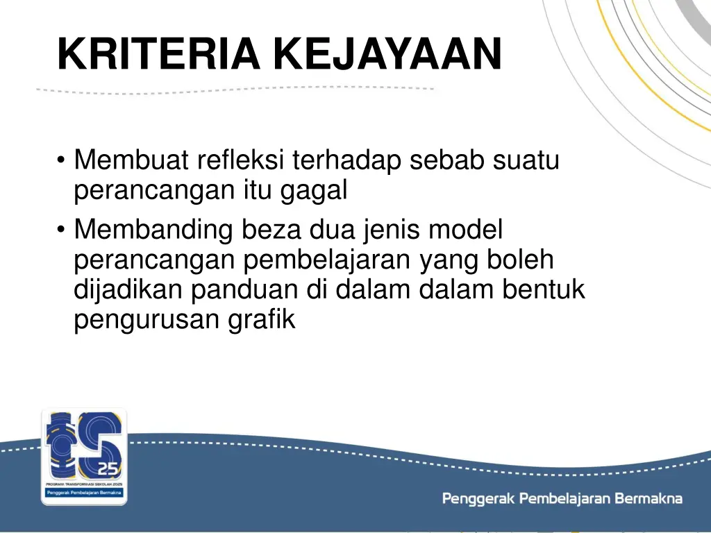 kriteria kejayaan