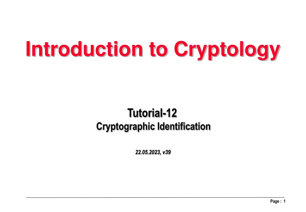 introduction to cryptology