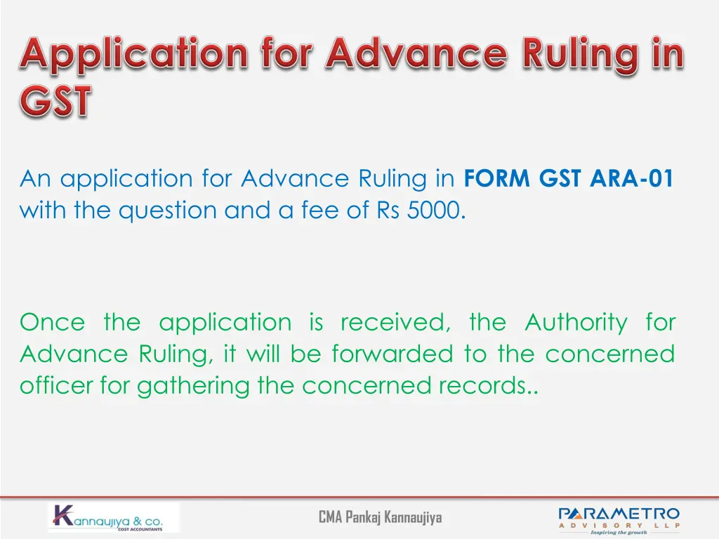 an application for advance ruling in form