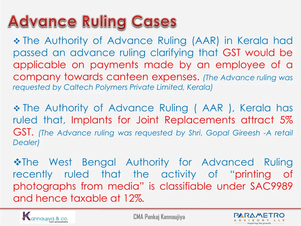 the authority of advance ruling aar in kerala