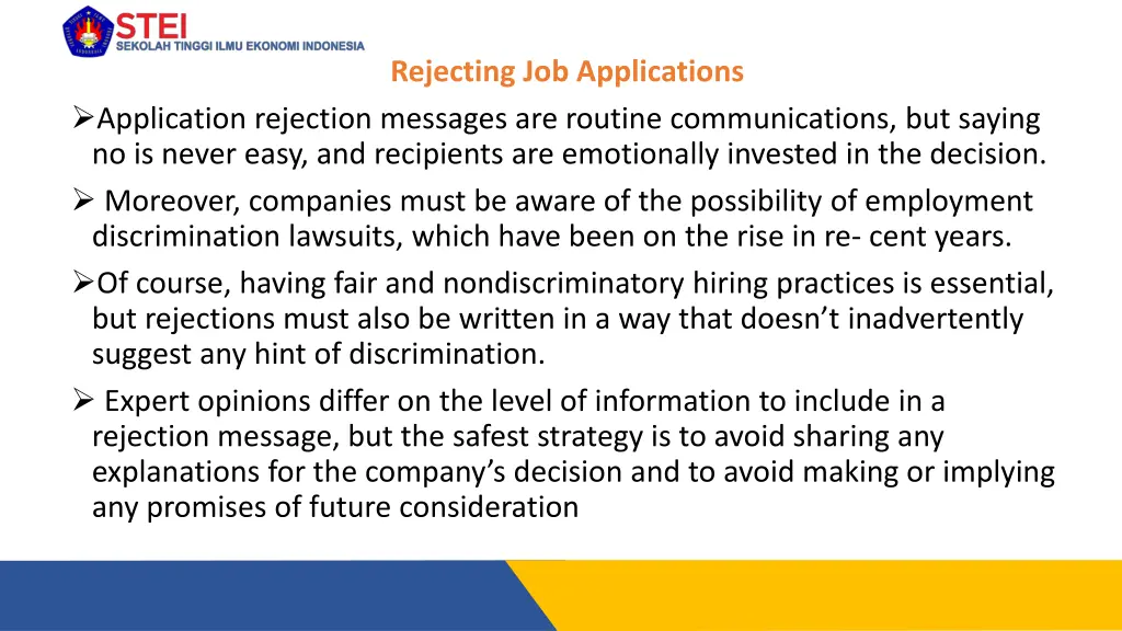 rejecting job applications