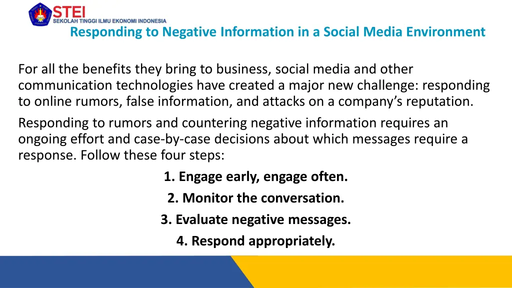 responding to negative information in a social