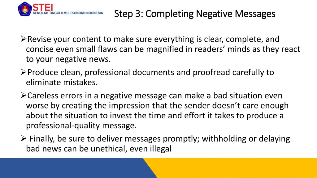 step 3 completing negative messages step
