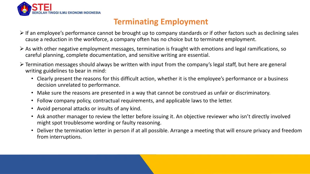 terminating employment