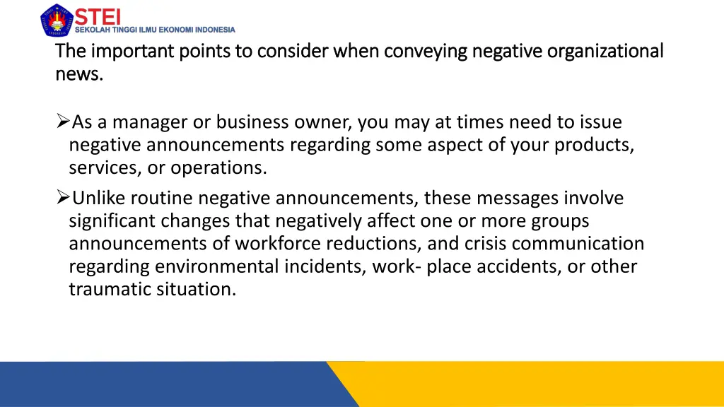 the important points to consider when conveying