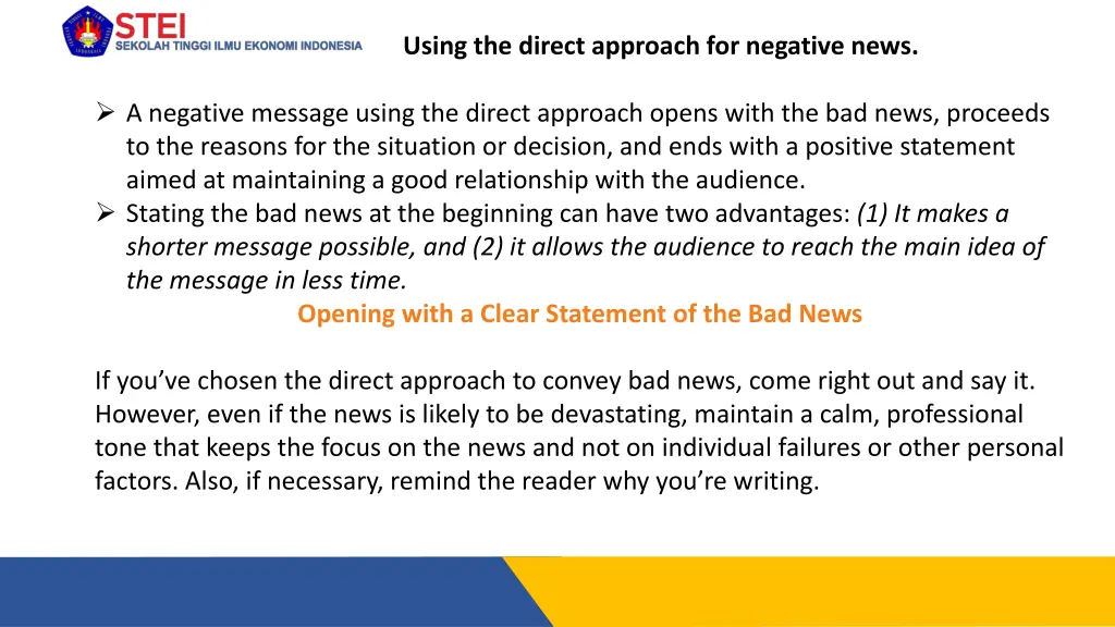 using the direct approach for negative news