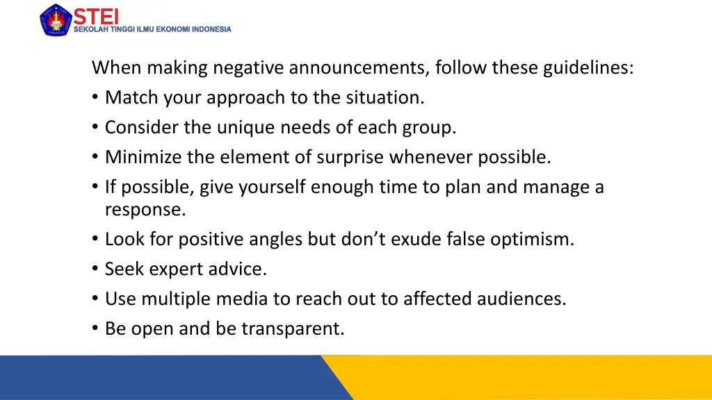 when making negative announcements follow these