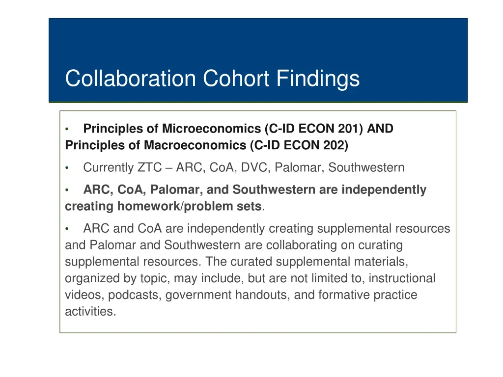 collaboration cohort findings