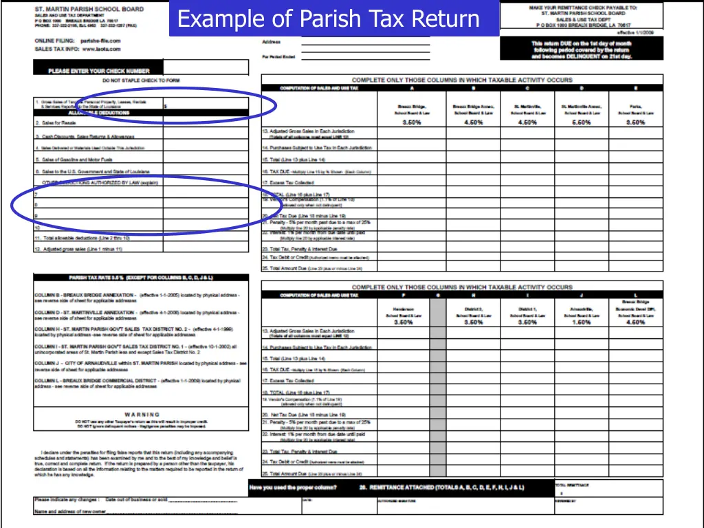 example of parish tax return