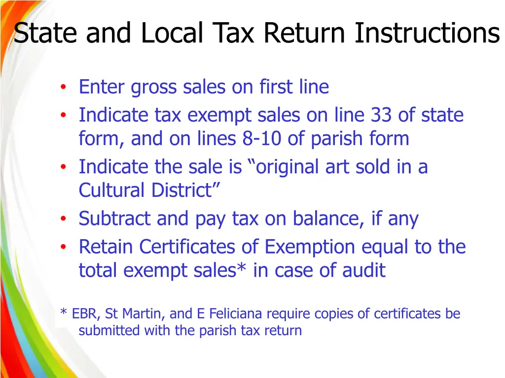 state and local tax return instructions