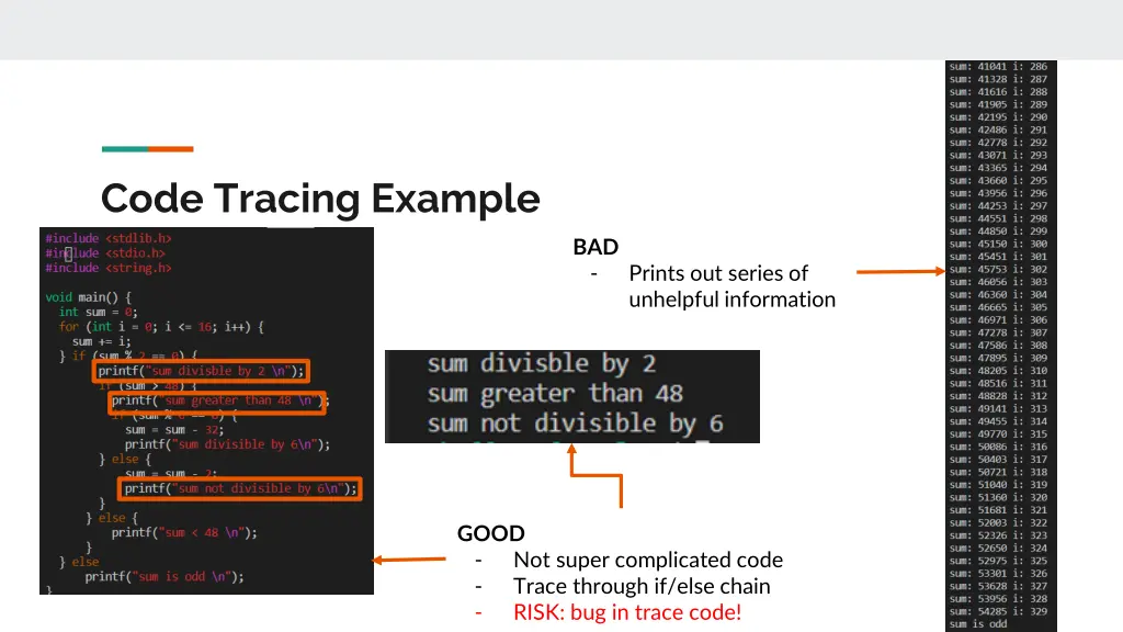 code tracing example