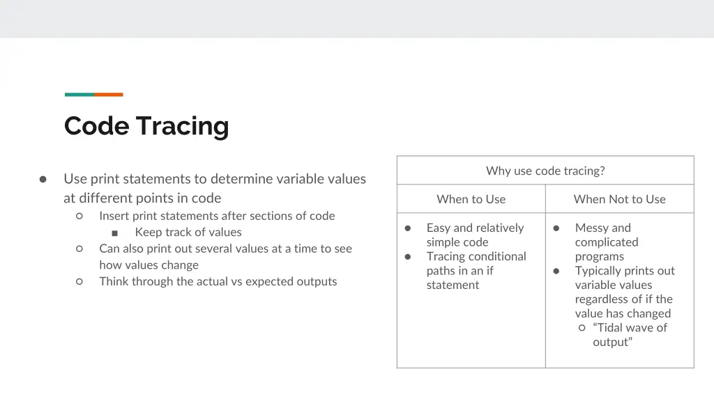 code tracing