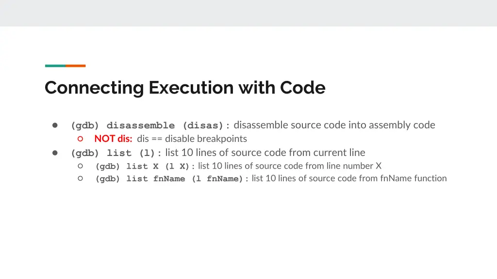 connecting execution with code