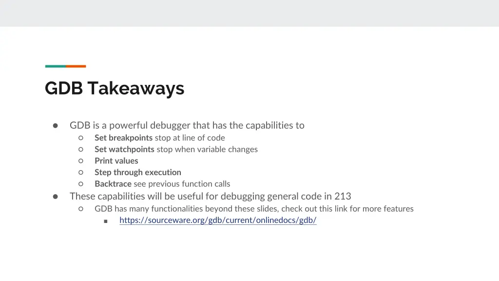gdb takeaways